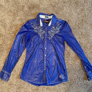 Gorgeous purple diamond Roar western shirt!
